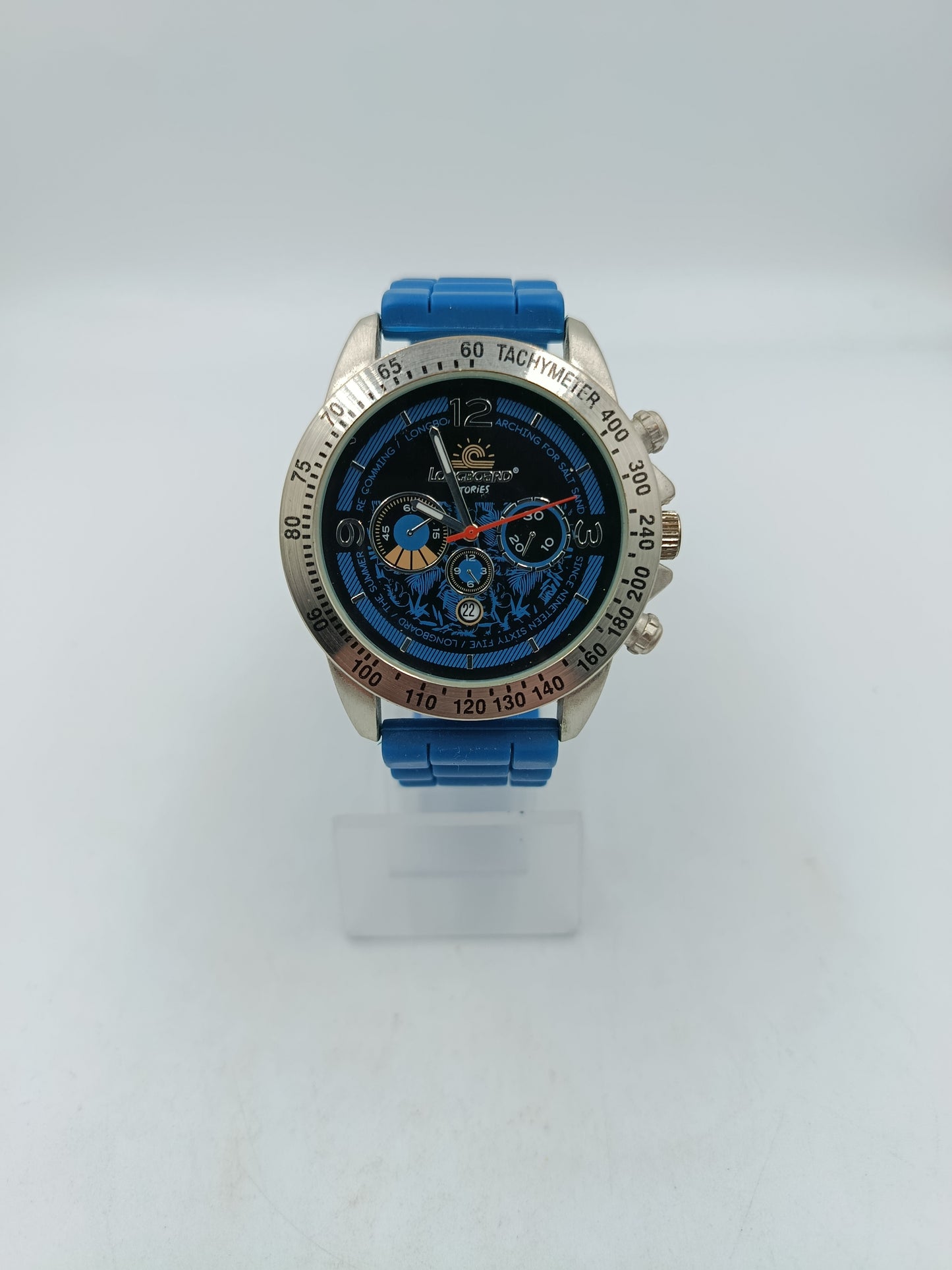 Longboard Stories Herren Uhr Chronograph Look Blau Tachymeter Sport