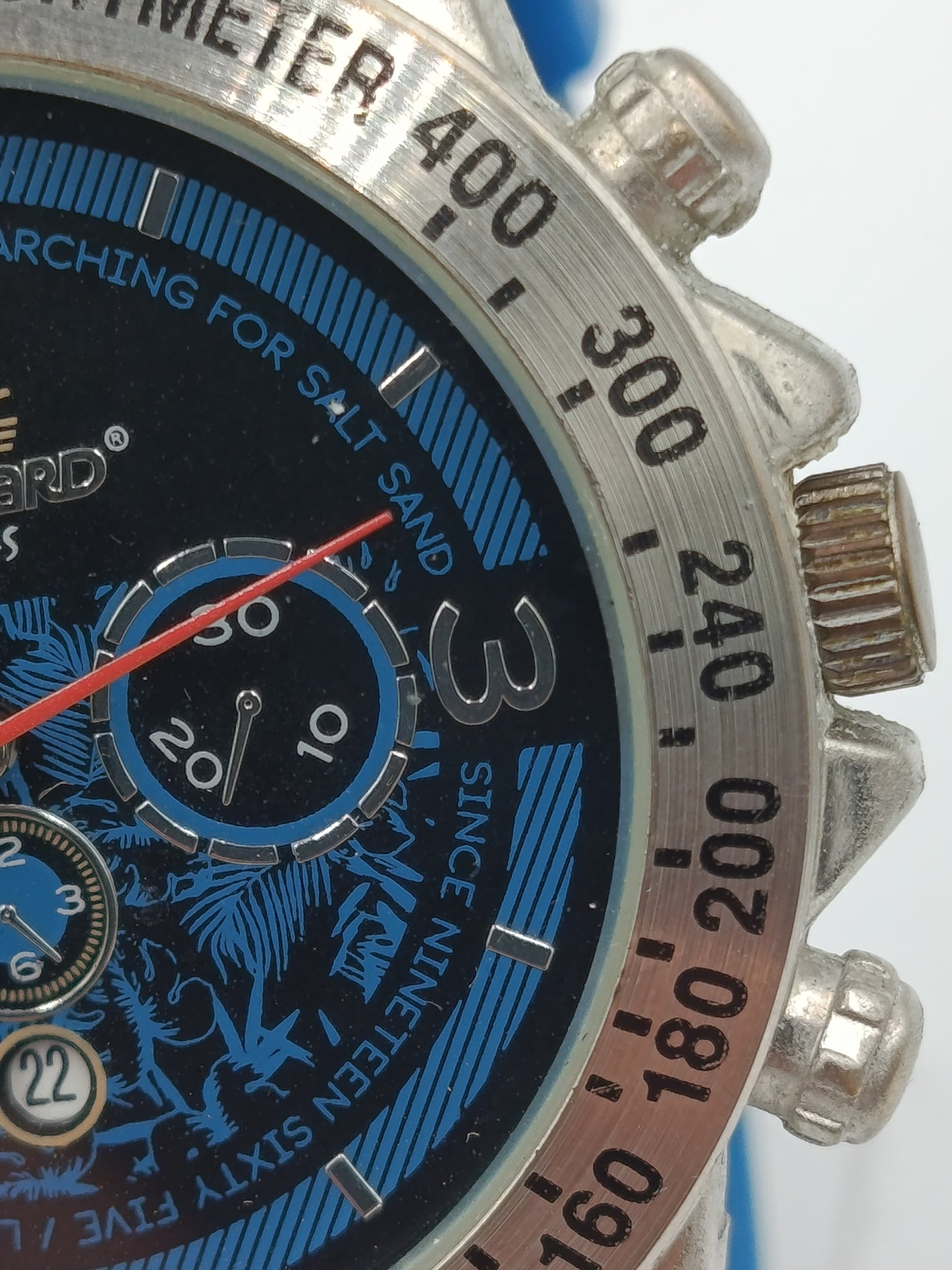 Longboard Stories Herren Uhr Chronograph Look Blau Tachymeter Sport