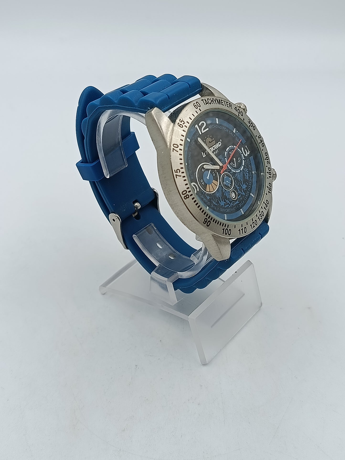 Longboard Stories Herren Uhr Chronograph Look Blau Tachymeter Sport