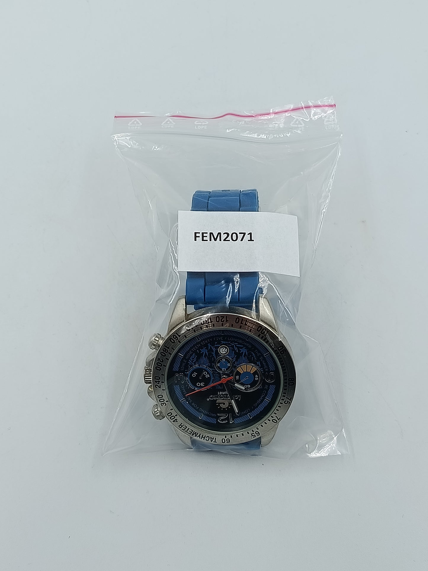 Longboard Stories Herren Uhr Chronograph Look Blau Tachymeter Sport