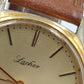 Lacher Herren Uhr Vintage Made in Germany Datum Goldfarben Leder