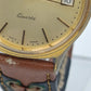 Lacher Herren Uhr Vintage Made in Germany Datum Goldfarben Leder