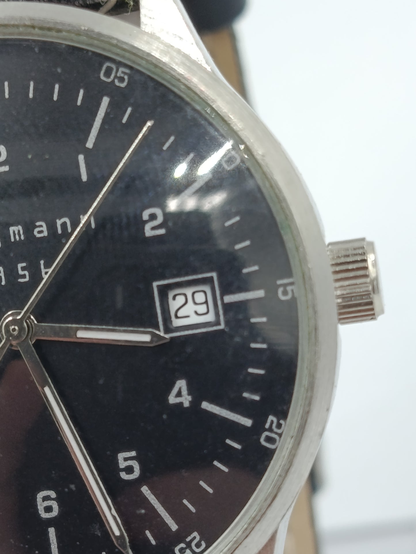 Bergmann 1956 Herren Uhr Datum Schwarz Klassisch Edelstahl Leder