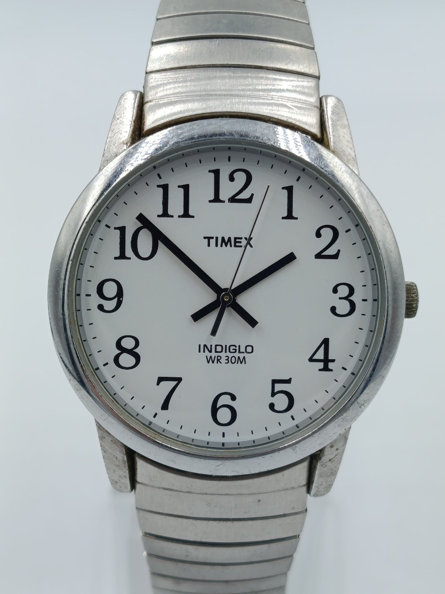 Timex Indiglo Herren Uhr Flexband Silber Klassisch WR30M