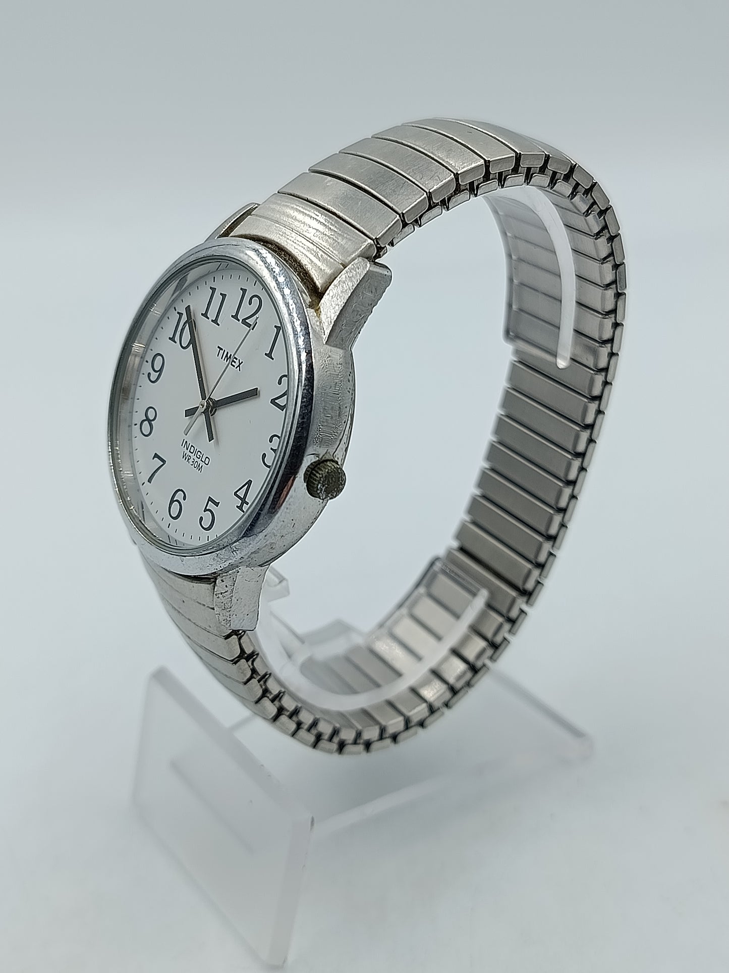 Timex Indiglo Herren Uhr Flexband Silber Klassisch WR30M