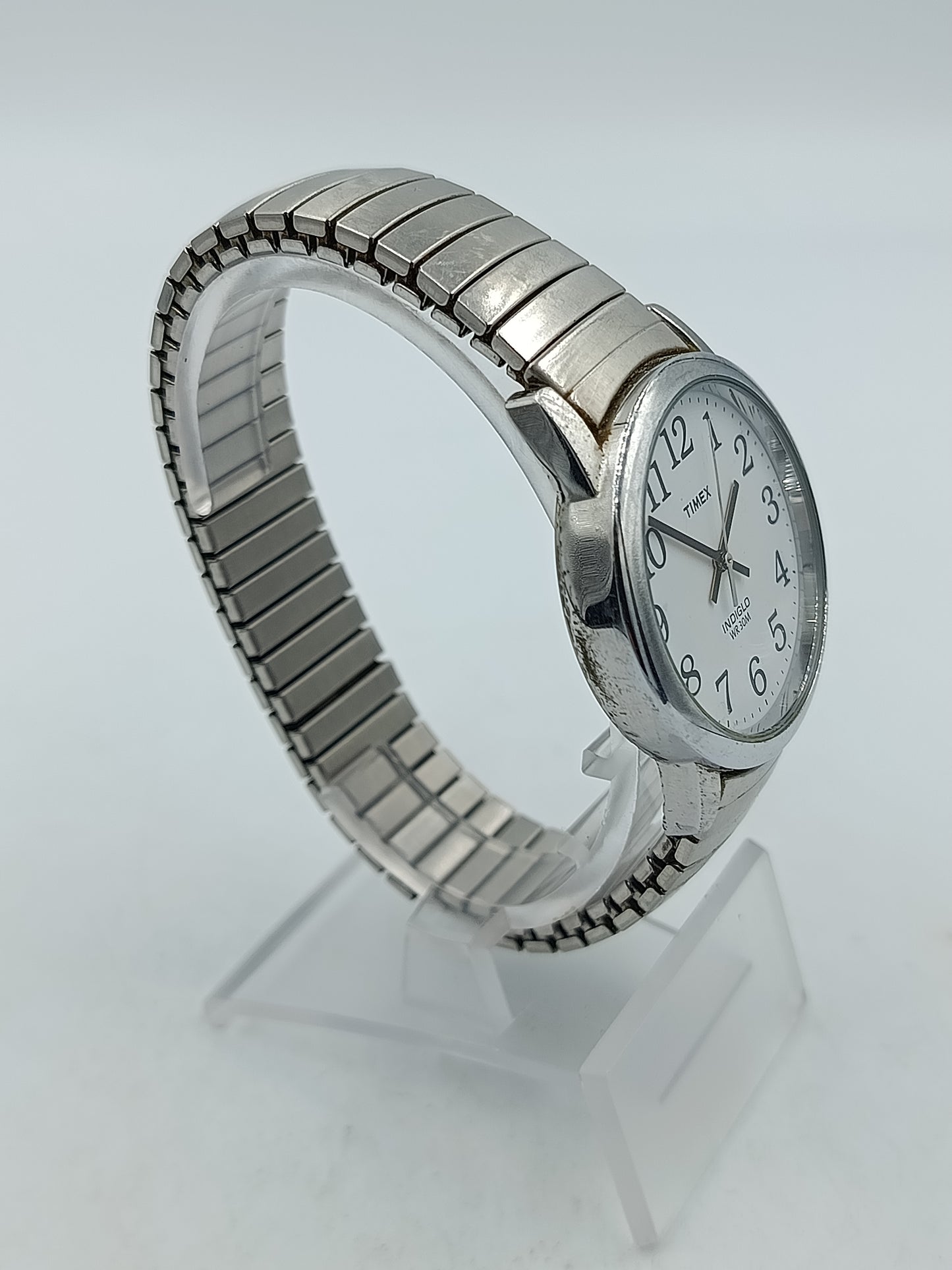 Timex Indiglo Herren Uhr Flexband Silber Klassisch WR30M