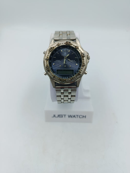 Meister Anker Herren Uhr Analog Digital Vintage Taucheruhr Look Stahl
