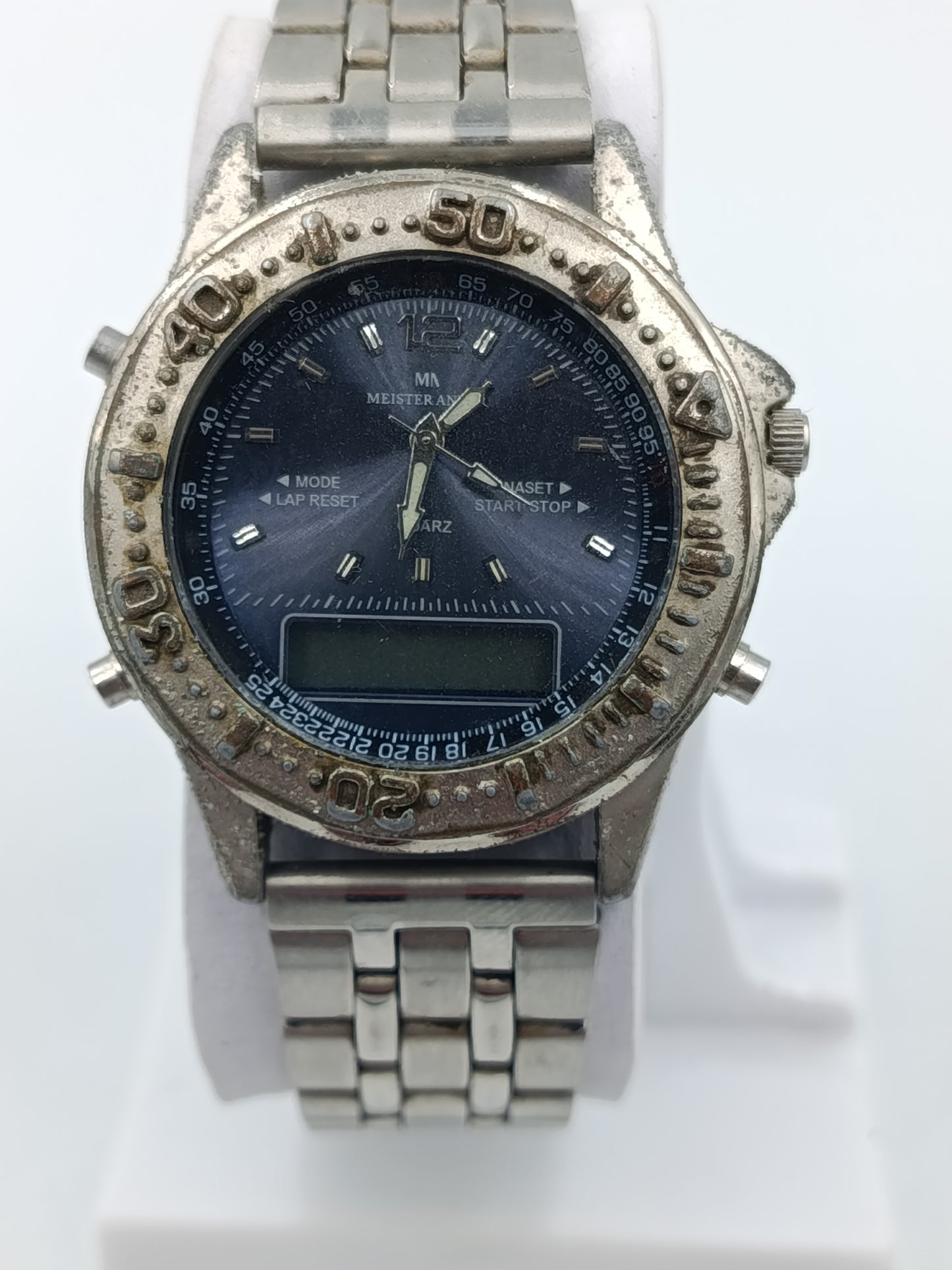 Meister Anker Herren Uhr Analog Digital Vintage Taucheruhr Look Stahl