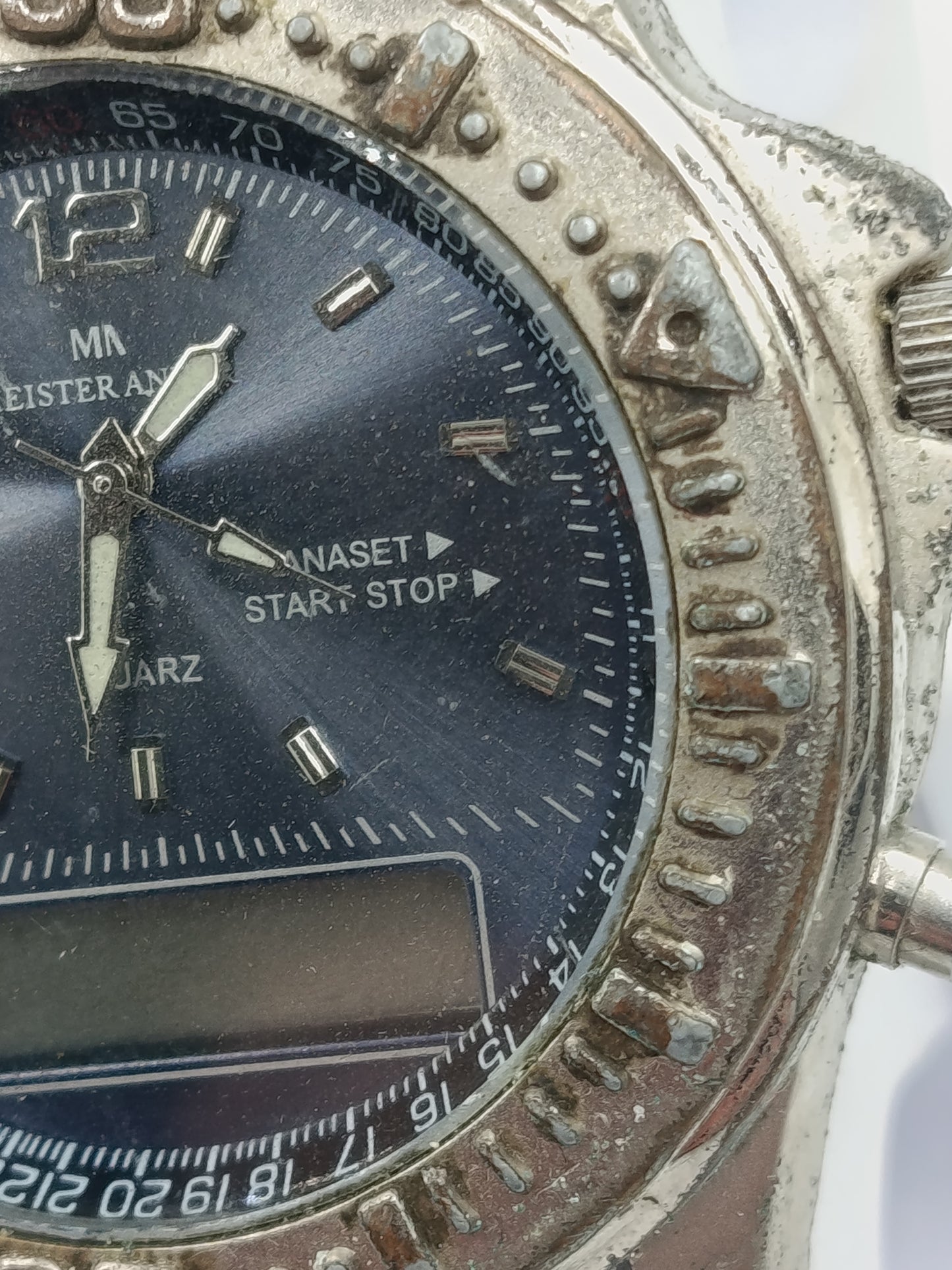 Meister Anker Herren Uhr Analog Digital Vintage Taucheruhr Look Stahl