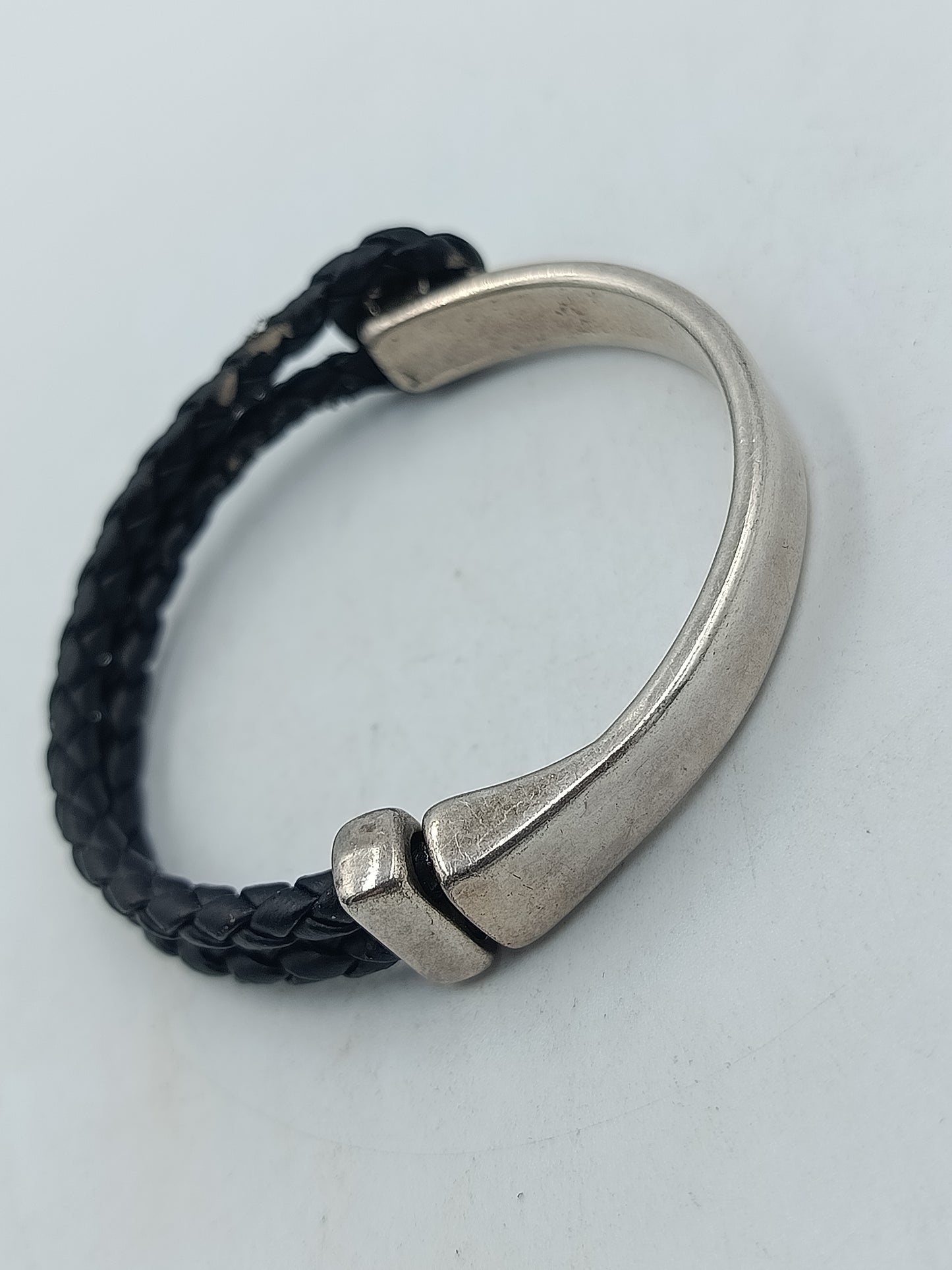 Diesel Armband Leder Edelstahl Herren Schwarz Silber Logo Bracelet