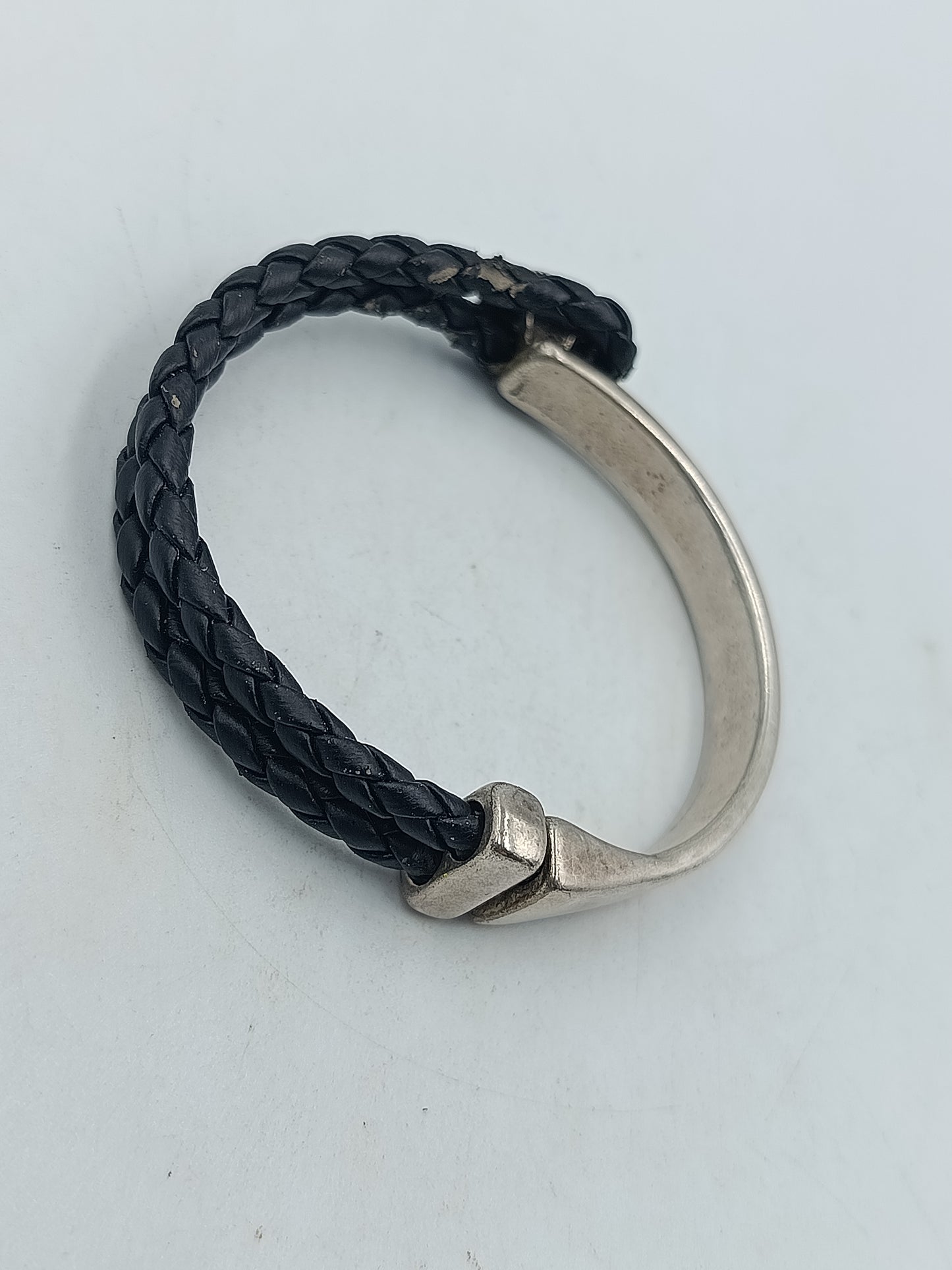 Diesel Armband Leder Edelstahl Herren Schwarz Silber Logo Bracelet