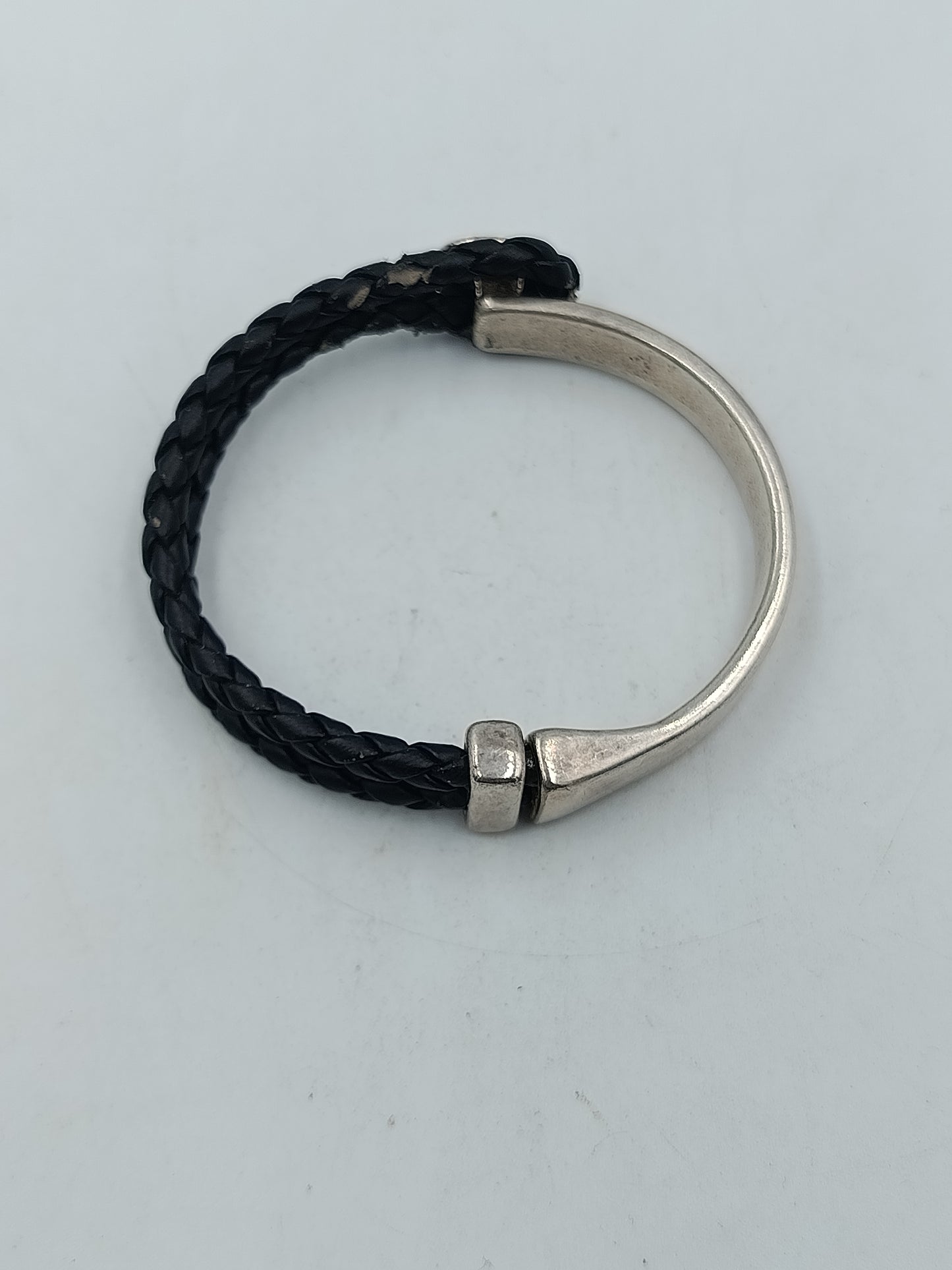 Diesel Armband Leder Edelstahl Herren Schwarz Silber Logo Bracelet