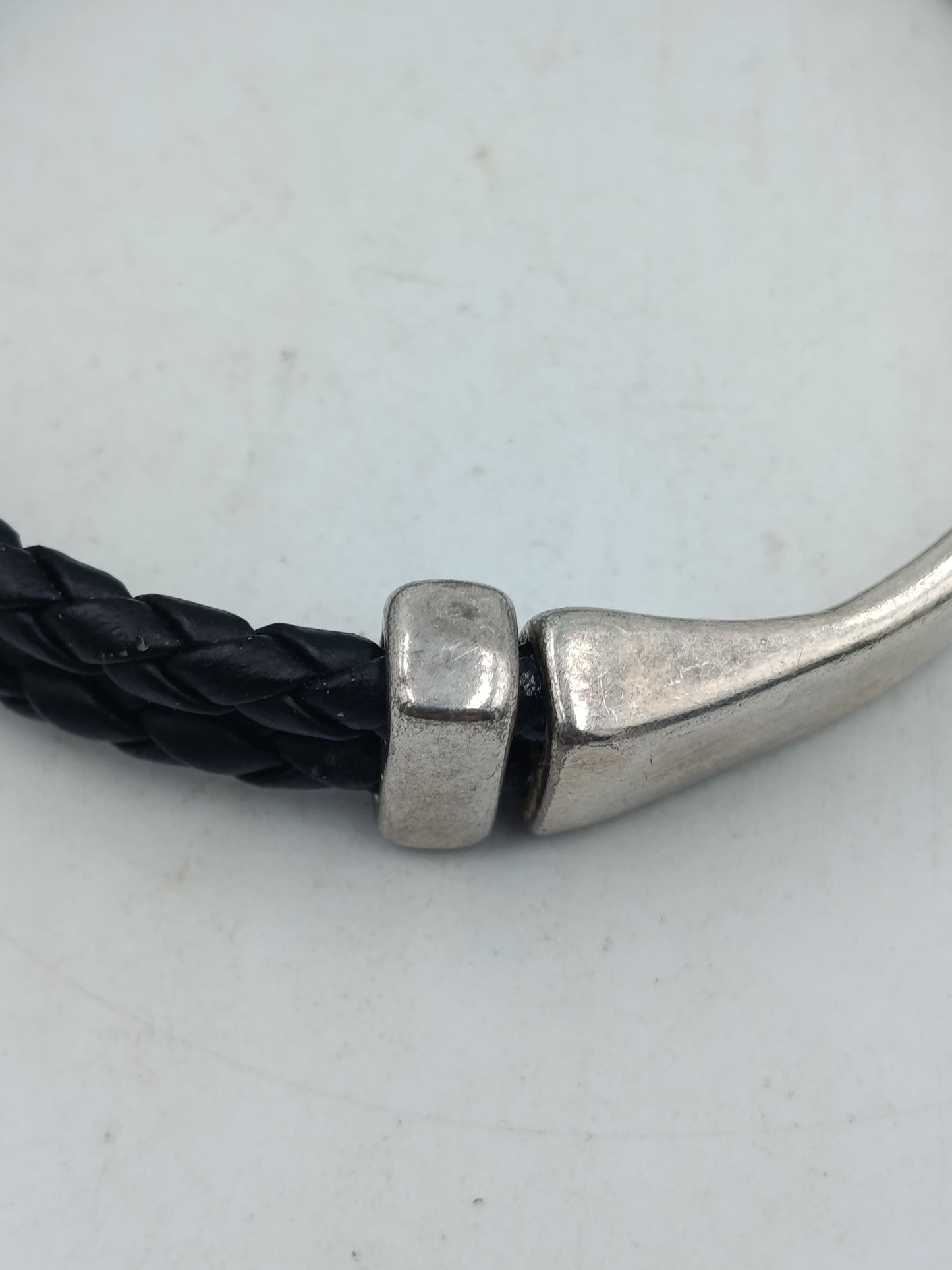 Diesel Armband Leder Edelstahl Herren Schwarz Silber Logo Bracelet