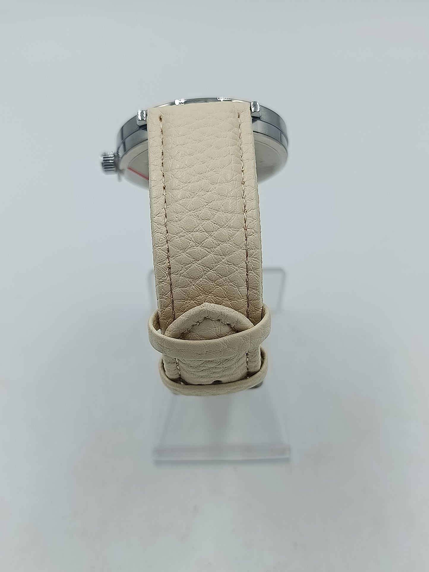 Vivat Damen Uhr Beige Leder Minimalistisch Elegant Quarz Armbanduhr