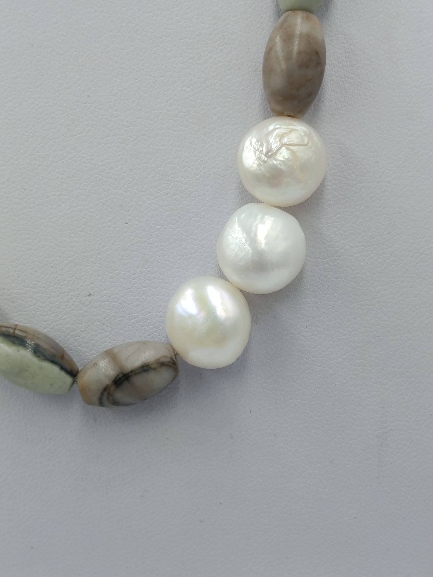 Perlenkette mit Naturstein 45cm Damen Halskette Edelstein Schmuck