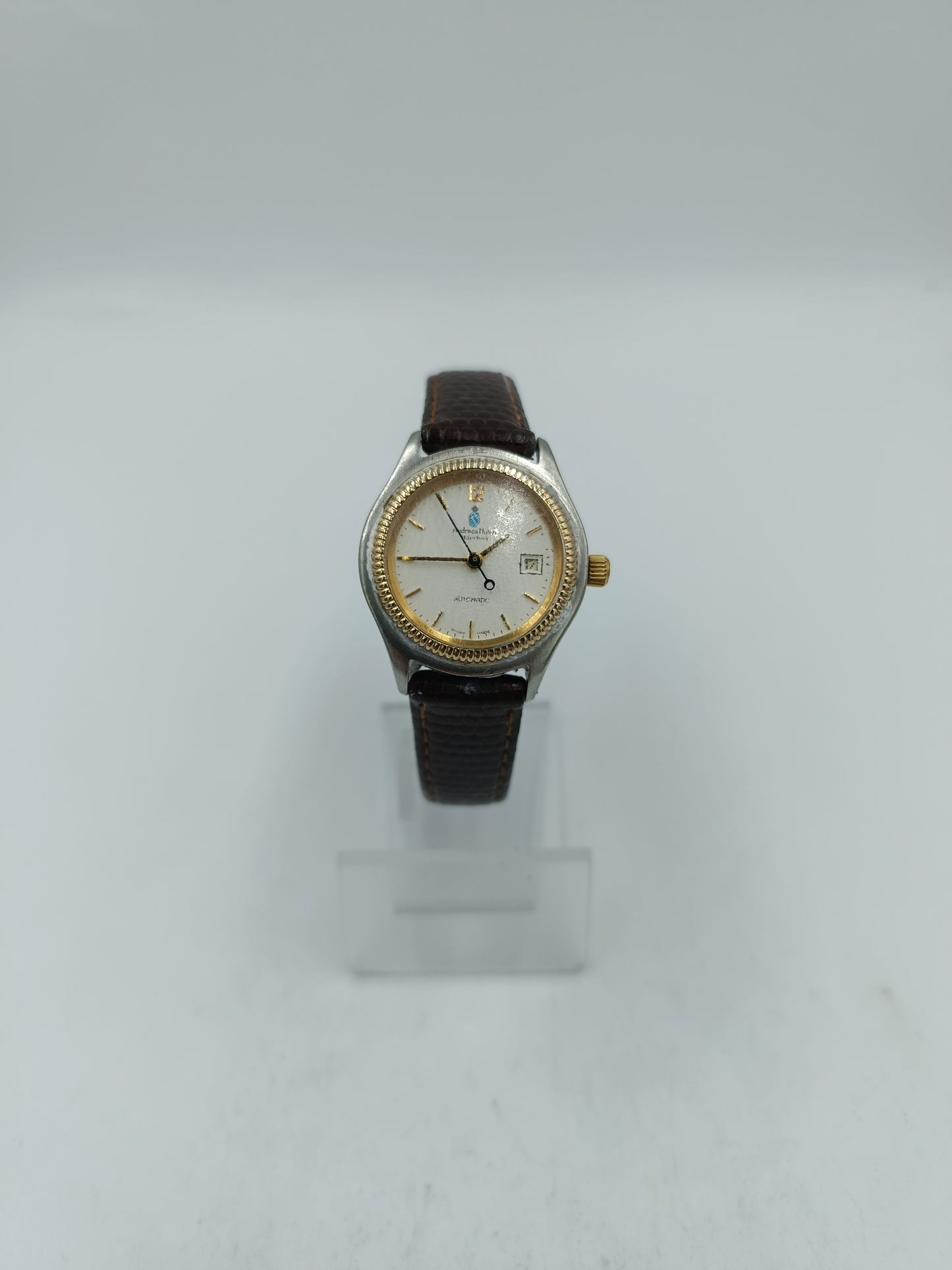 Andreas Huber München Automatic Herren Uhr Vintage Datum Leder Armbanduhr