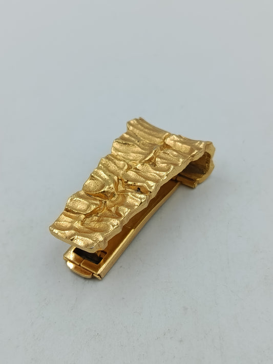 Vintage Krawattenklammer Goldfarben Struktur Design 4,5cm Herren