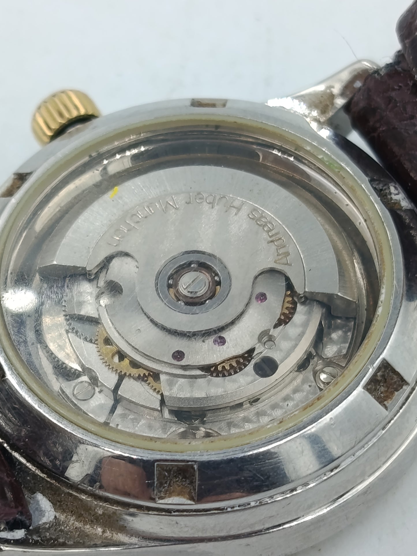 Andreas Huber München Automatic Herren Uhr Vintage Datum Leder Armbanduhr