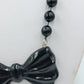 Vintage Halskette Schleife Schwarz Perlenkette 49cm Retro Statement