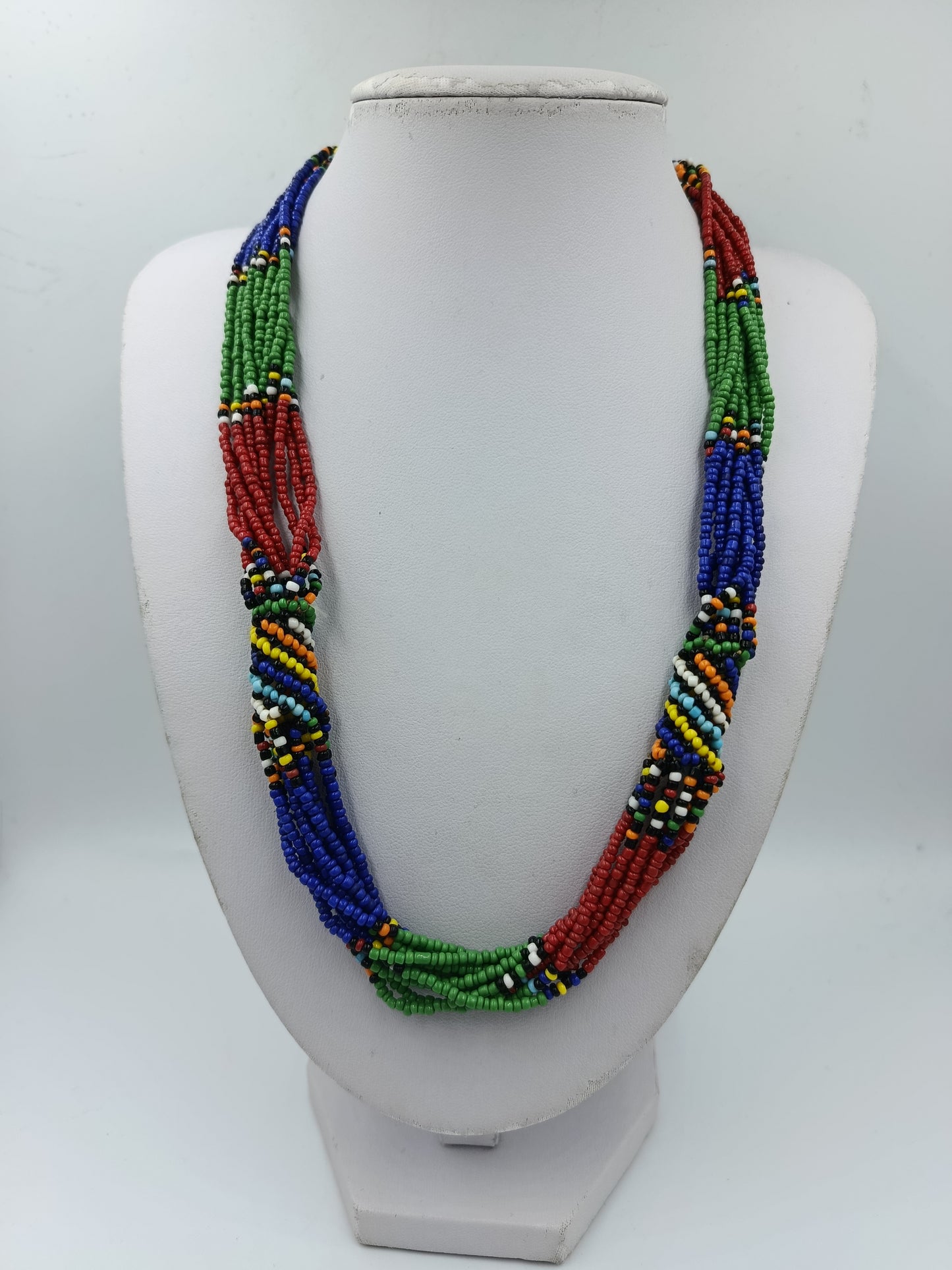 Ethno Perlenkette Bunt Multistrang Afrika Stil 53cm Vintage