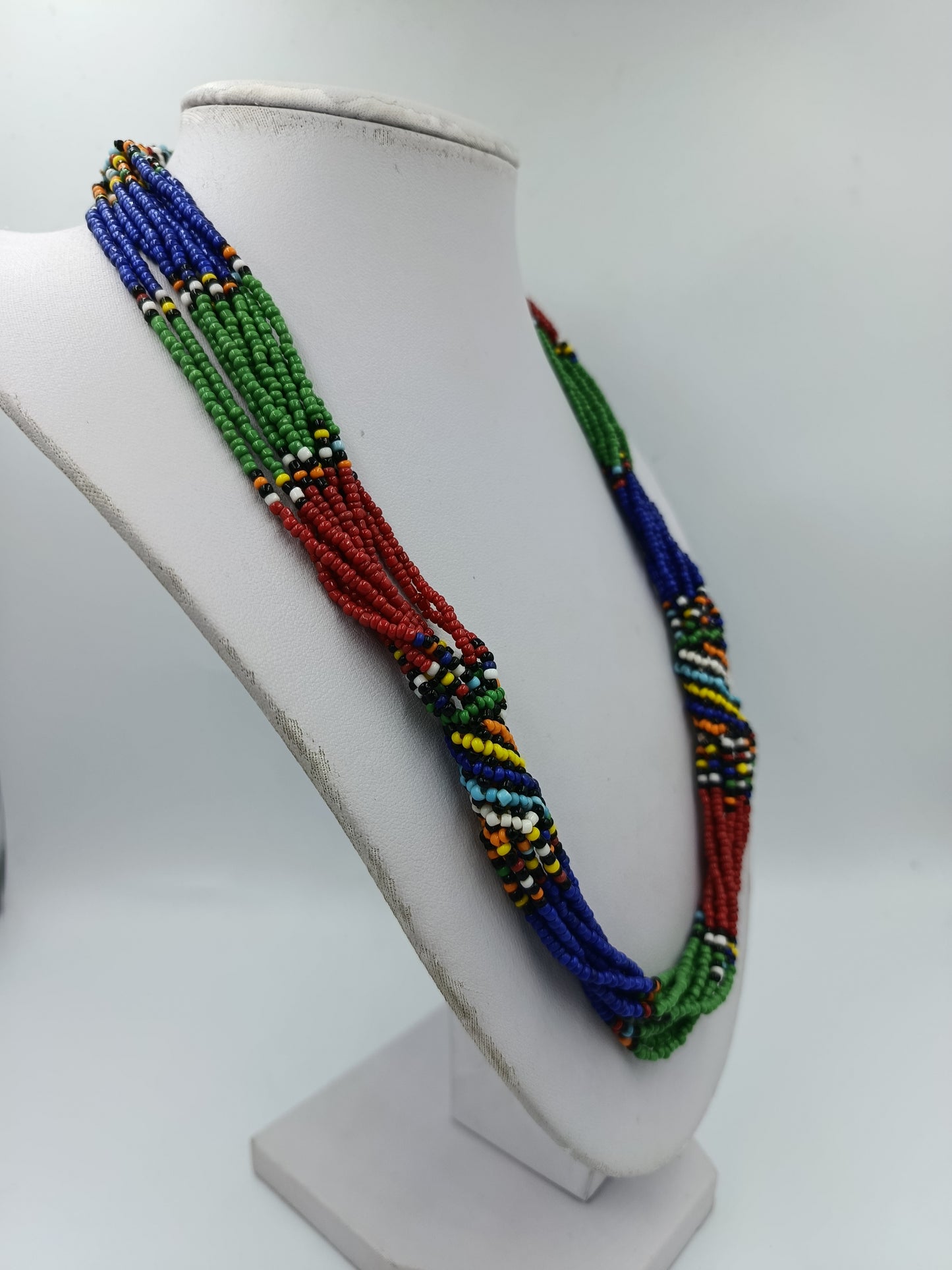Ethno Perlenkette Bunt Multistrang Afrika Stil 53cm Vintage