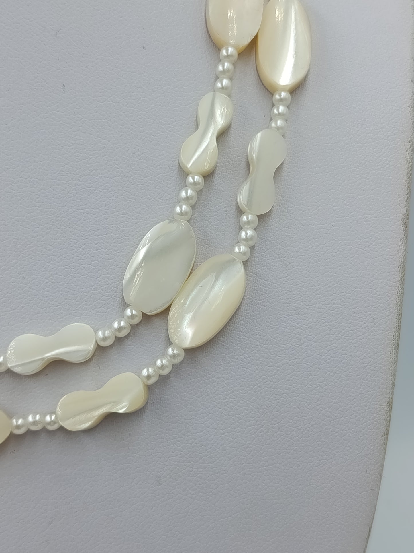 Vintage Perlenkette Creme 2 reihig Perlmutt Optik 87cm Elegant