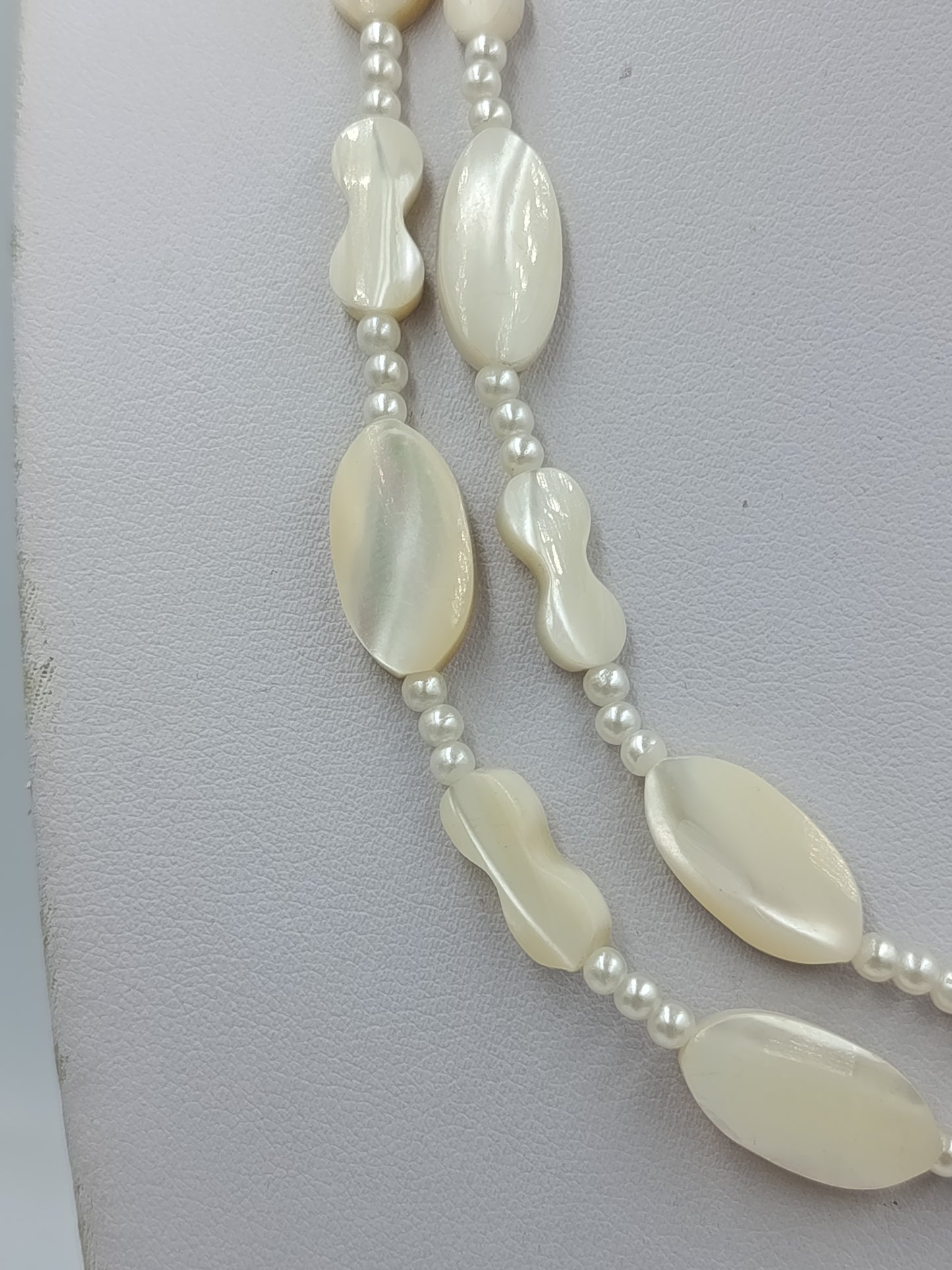 Vintage Perlenkette Creme 2 reihig Perlmutt Optik 87cm Elegant
