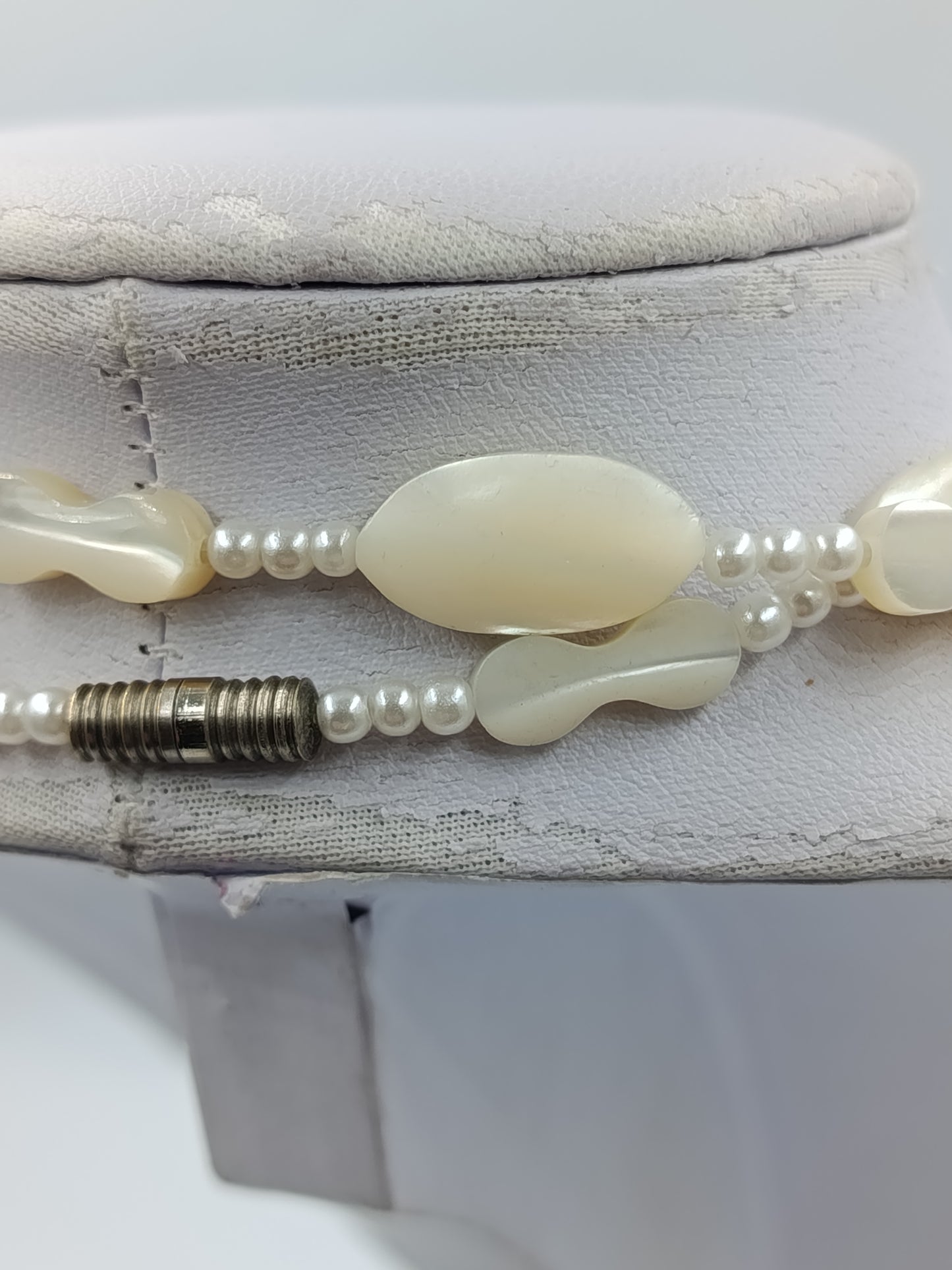Vintage Perlenkette Creme 2 reihig Perlmutt Optik 87cm Elegant