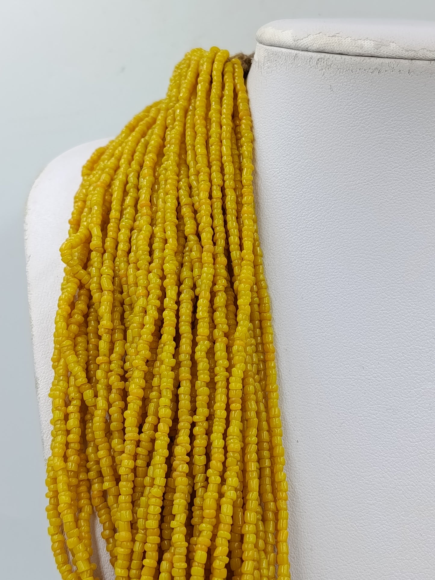 Statement Perlenkette Gelb Multistrang Boho Ethno Vintage voluminöses Desig