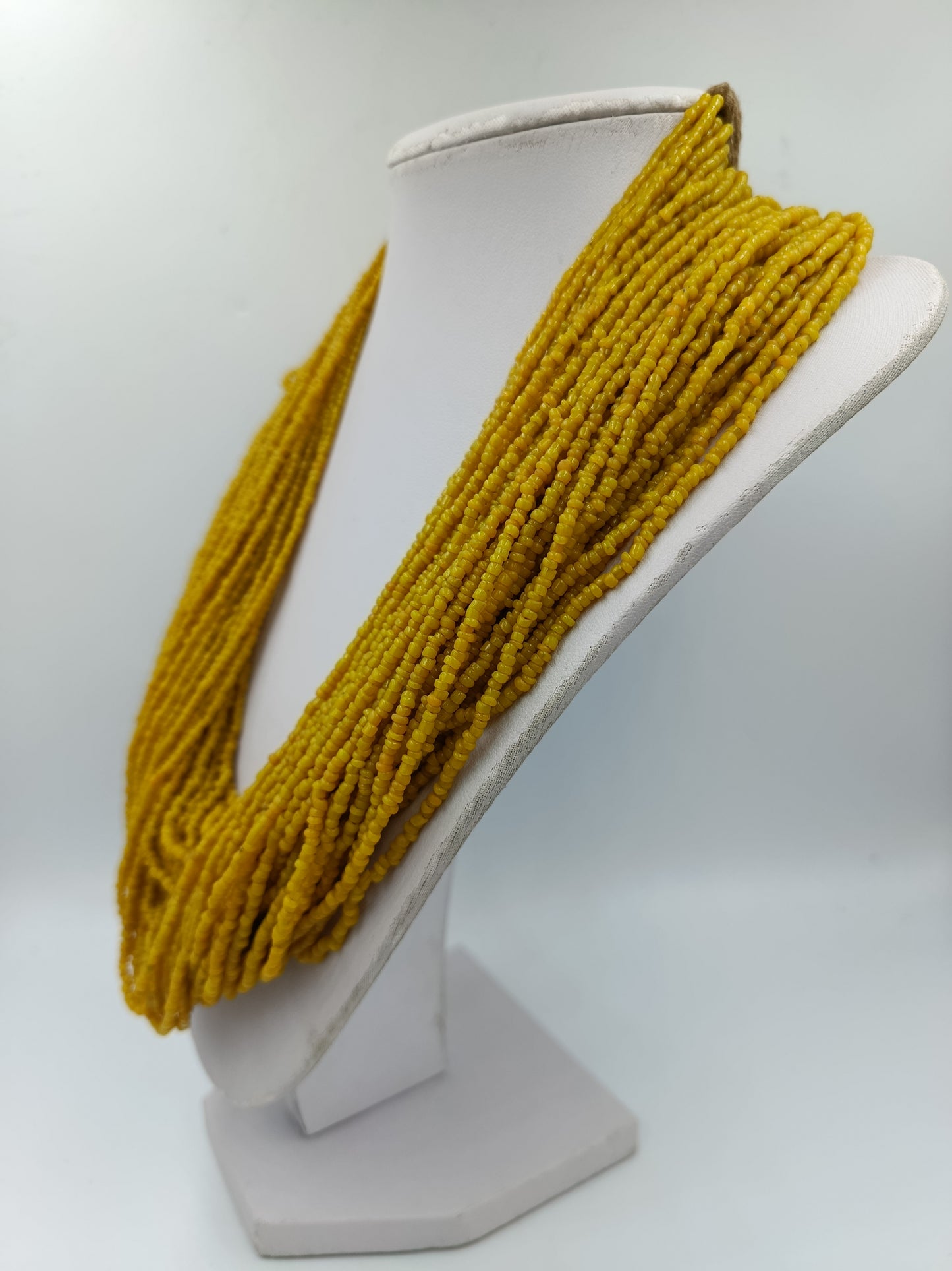 Statement Perlenkette Gelb Multistrang Boho Ethno Vintage voluminöses Desig