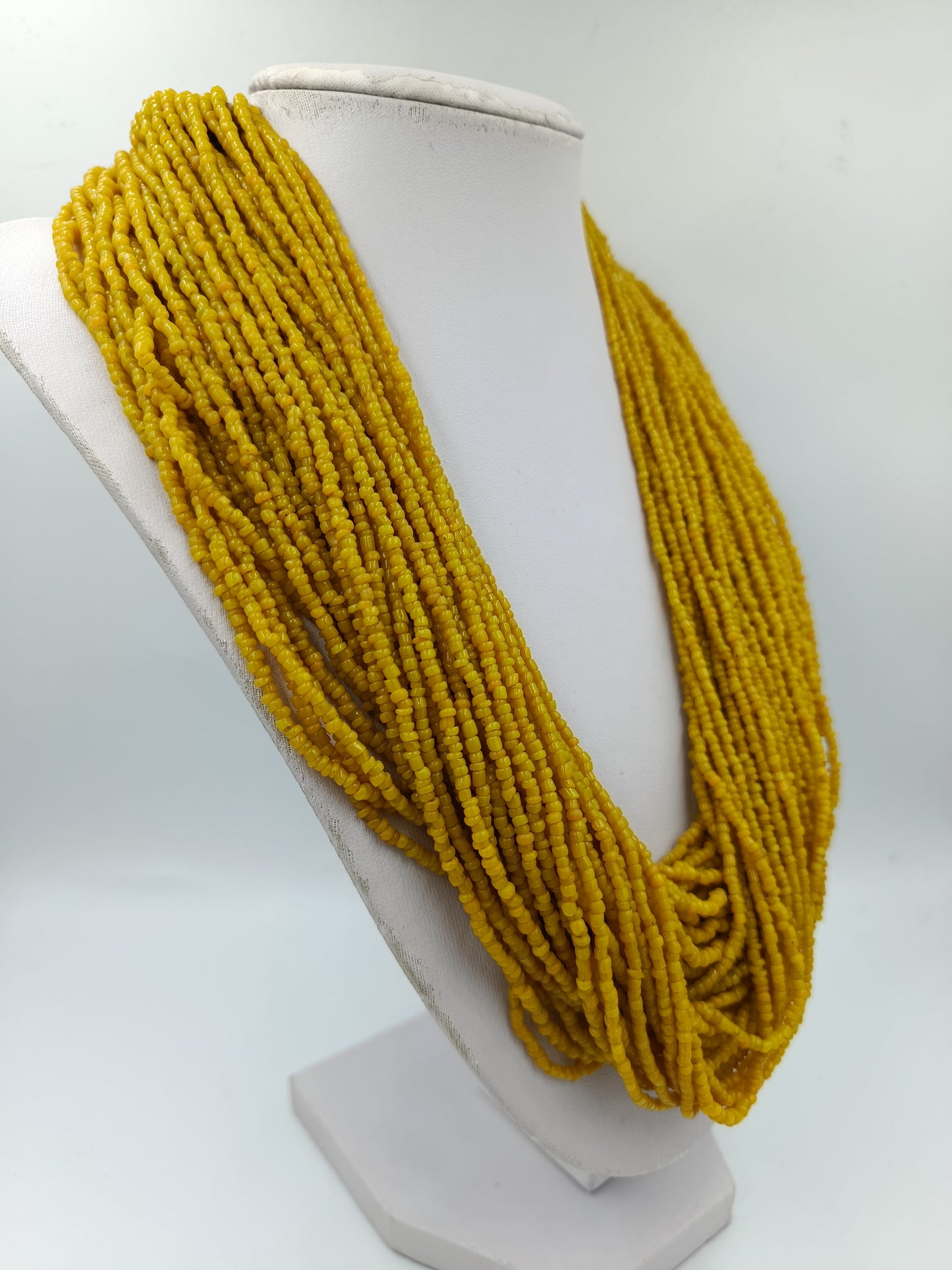 Statement Perlenkette Gelb Multistrang Boho Ethno Vintage voluminöses Desig