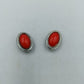 Vintage Ohrclips rot Cabochon silberfarben Retro Schmuck Ohrringe