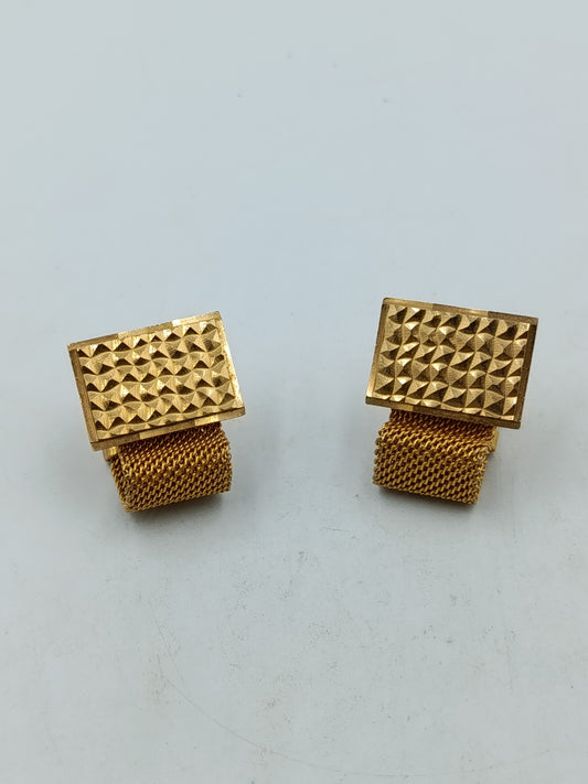 Vintage Manschettenknöpfe goldfarben mit Struktur Retro Herren Schmuck