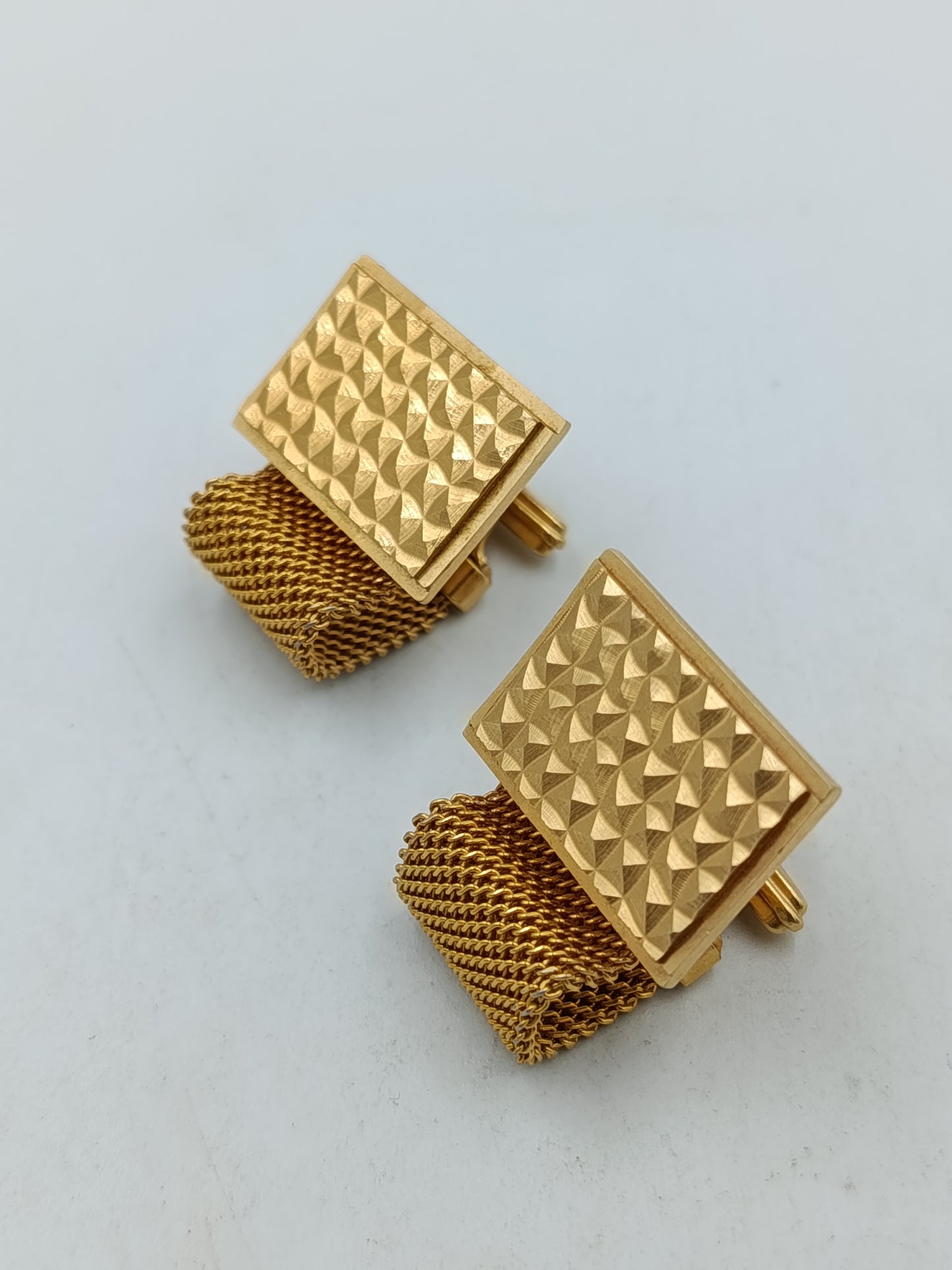Vintage Manschettenknöpfe goldfarben mit Struktur Retro Herren Schmuck