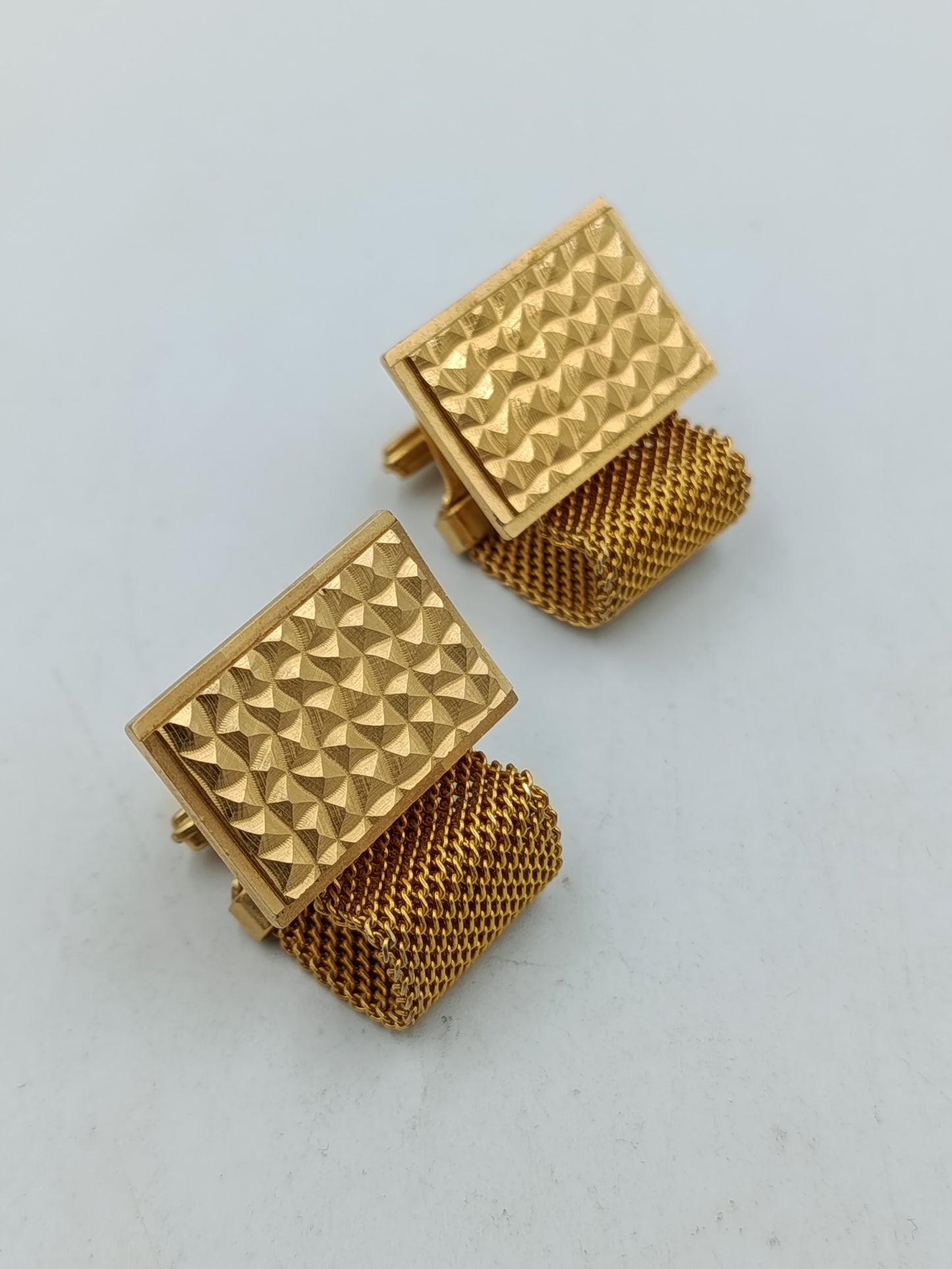 Vintage Manschettenknöpfe goldfarben mit Struktur Retro Herren Schmuck
