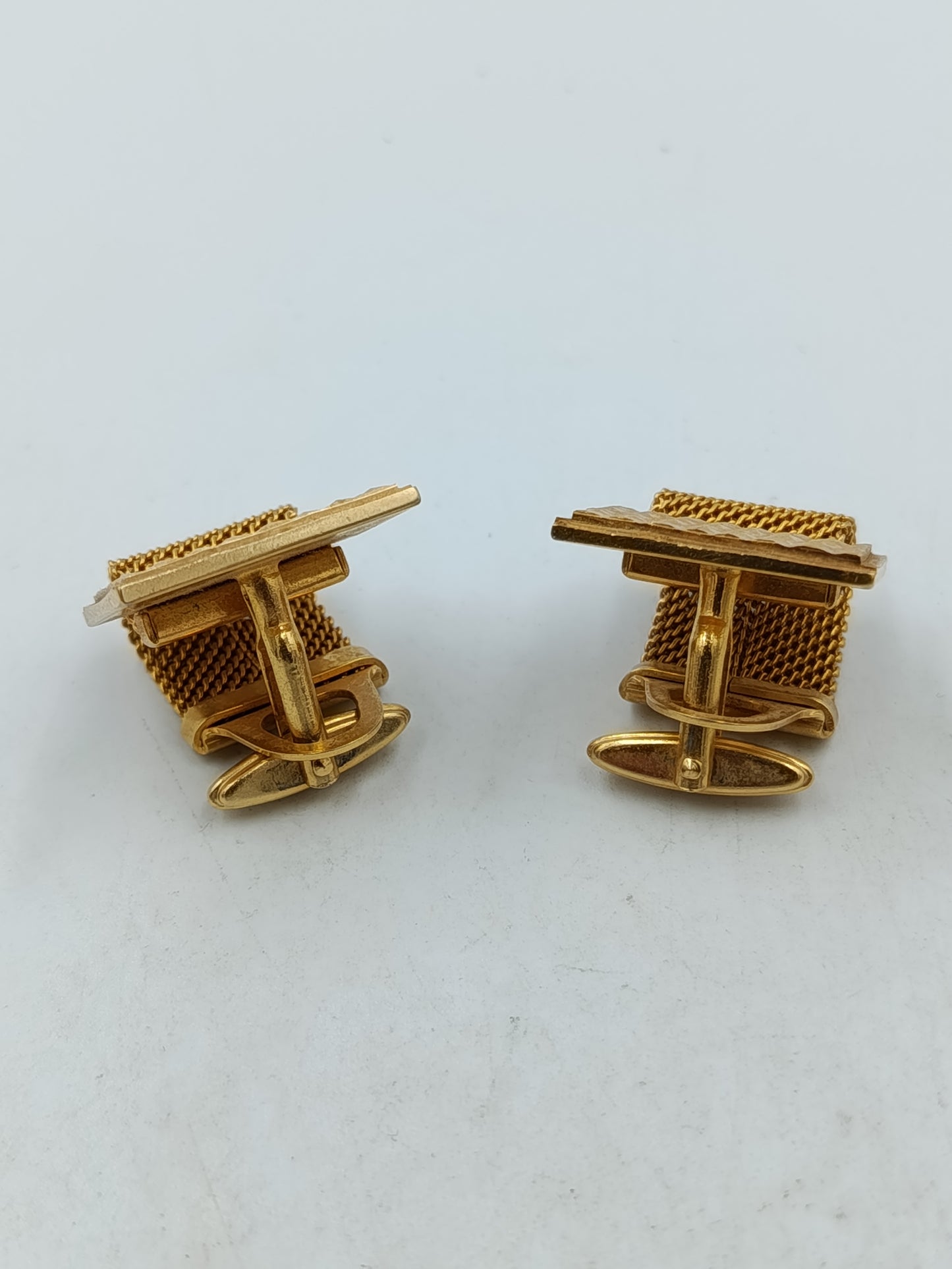 Vintage Manschettenknöpfe goldfarben mit Struktur Retro Herren Schmuck