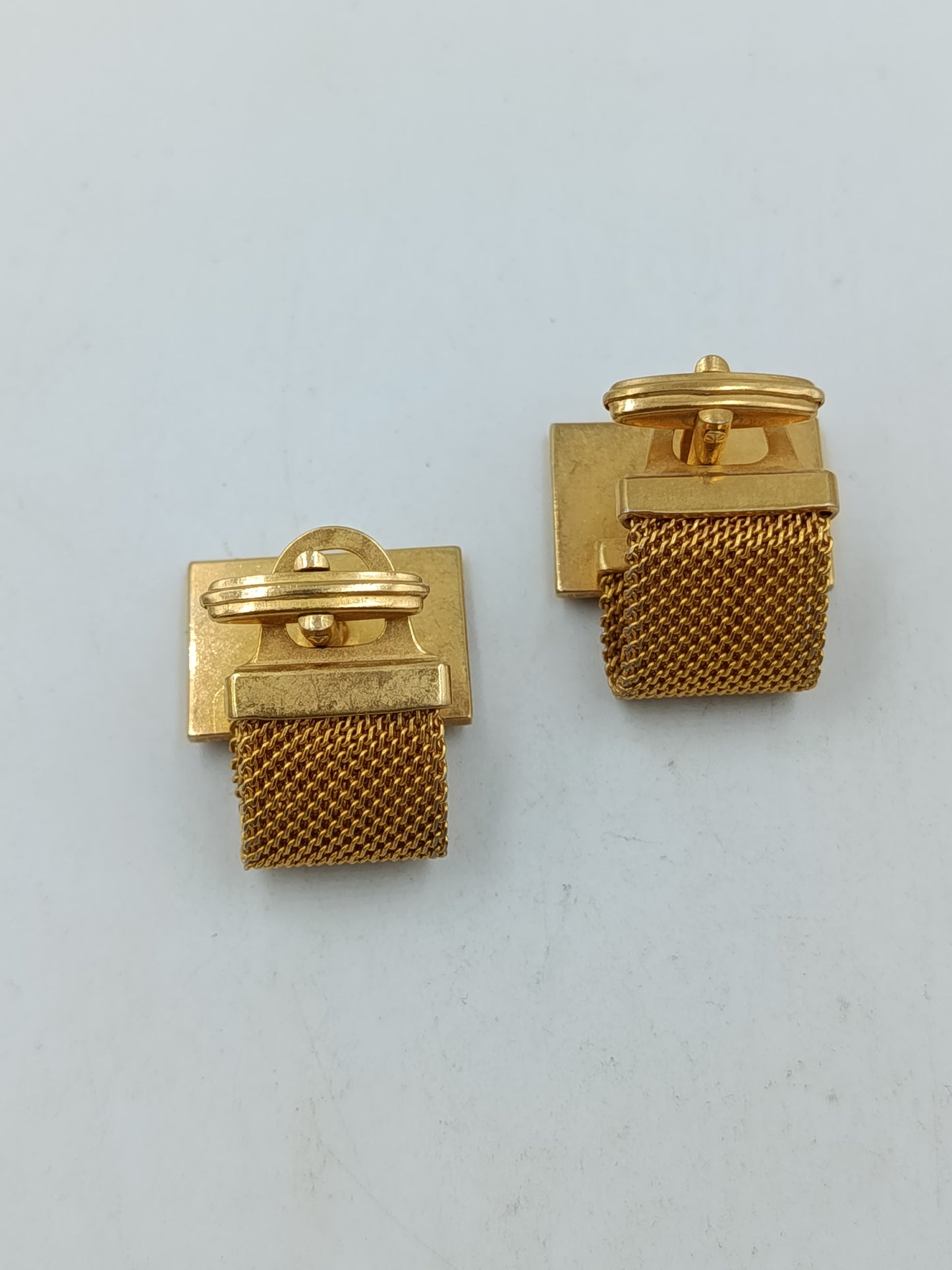 Vintage Manschettenknöpfe goldfarben mit Struktur Retro Herren Schmuck