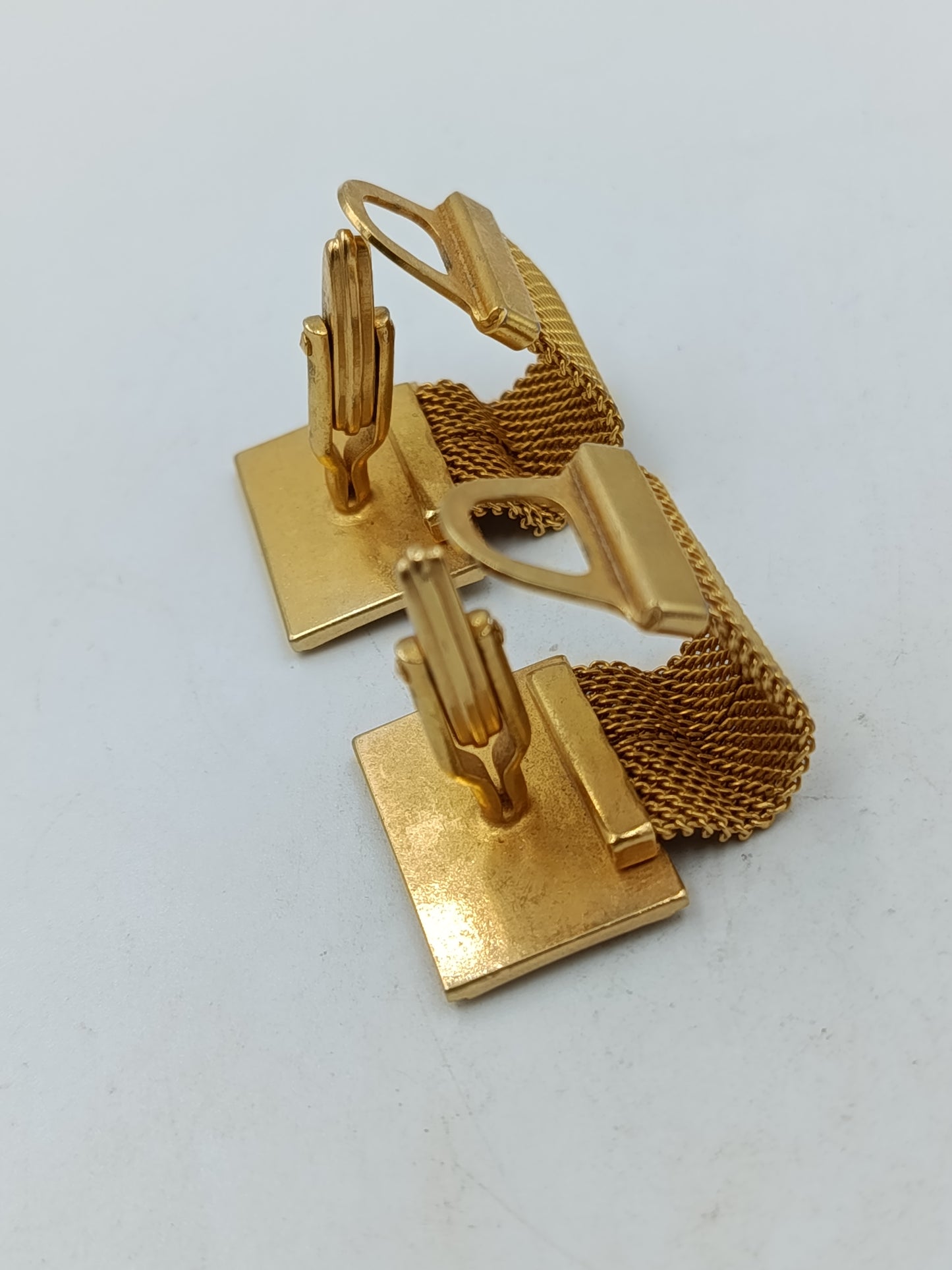 Vintage Manschettenknöpfe goldfarben mit Struktur Retro Herren Schmuck