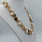 Elegante Perlenkette goldfarben mit schwarzen und klaren Steinen Vintage Stil