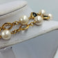 Elegante Perlenkette goldfarben mit schwarzen und klaren Steinen Vintage Stil