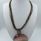 Vintage Halskette mit großem Anhänger Naturstein Optik Braun Beige Boho Stil