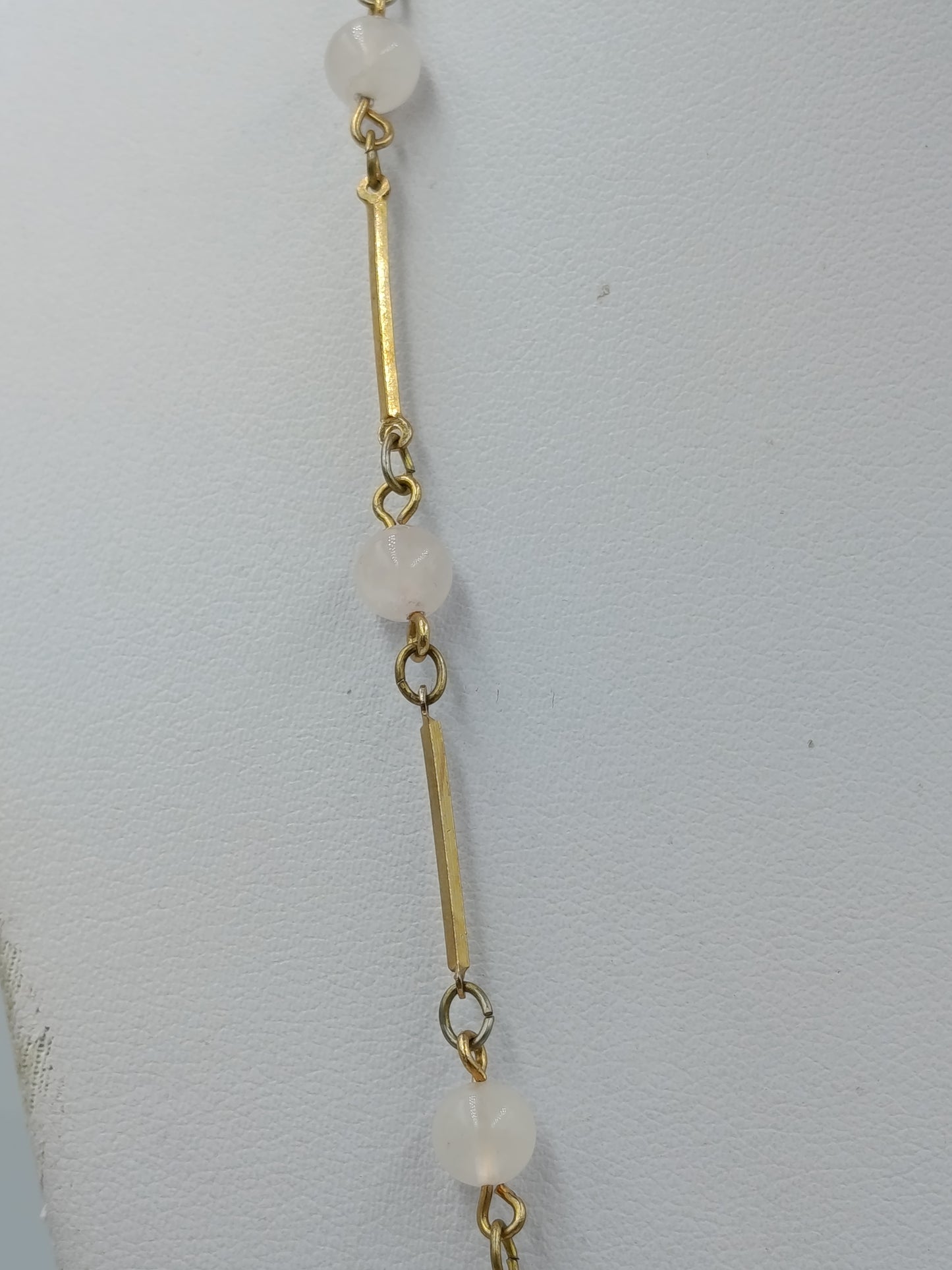 Vintage Halskette Goldfarben mit weißen Perlen Kugeln Elegant