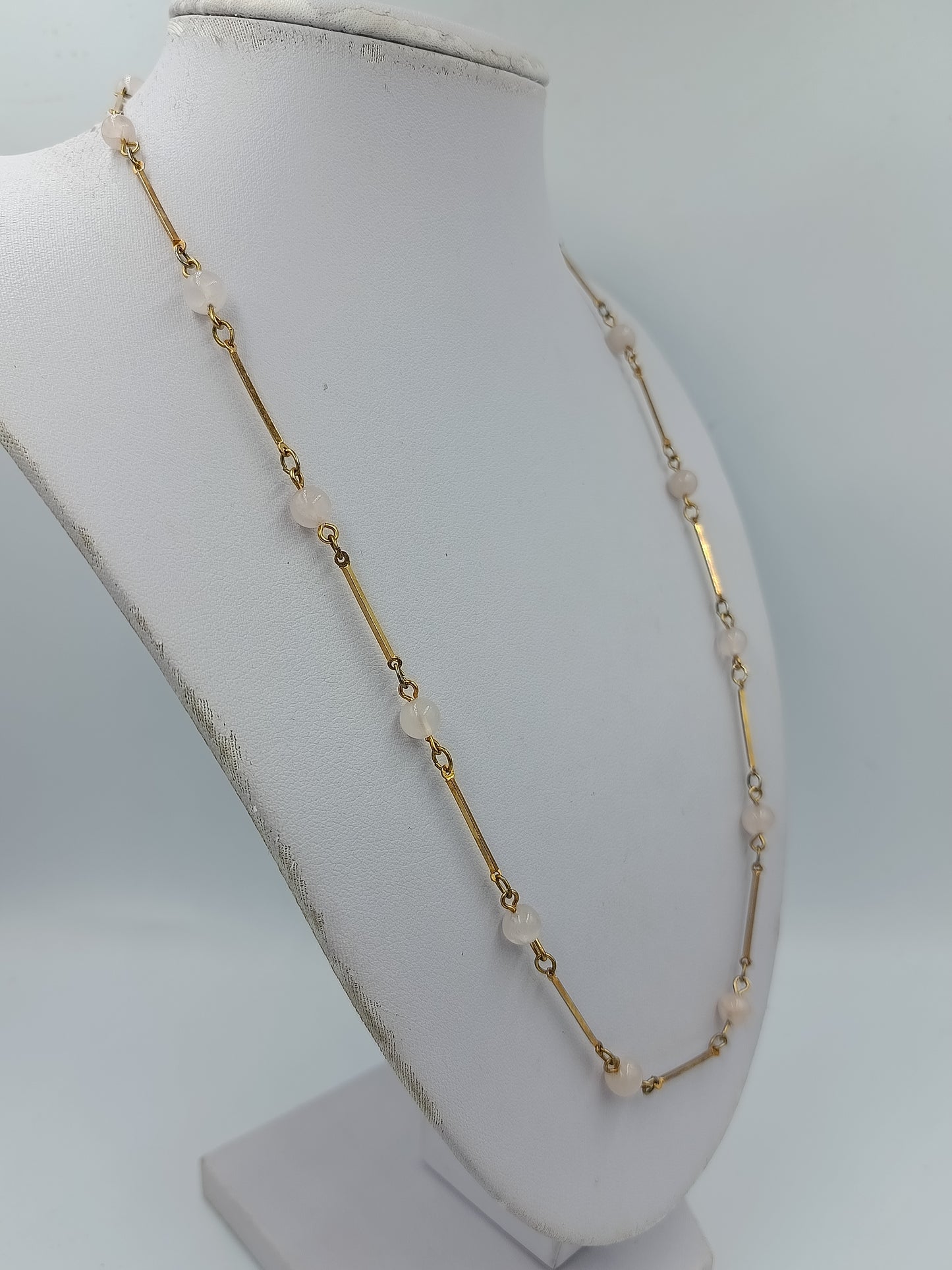 Vintage Halskette Goldfarben mit weißen Perlen Kugeln Elegant