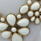 Statement Halskette Gold Weiß Groß Blumen Design Vintage
