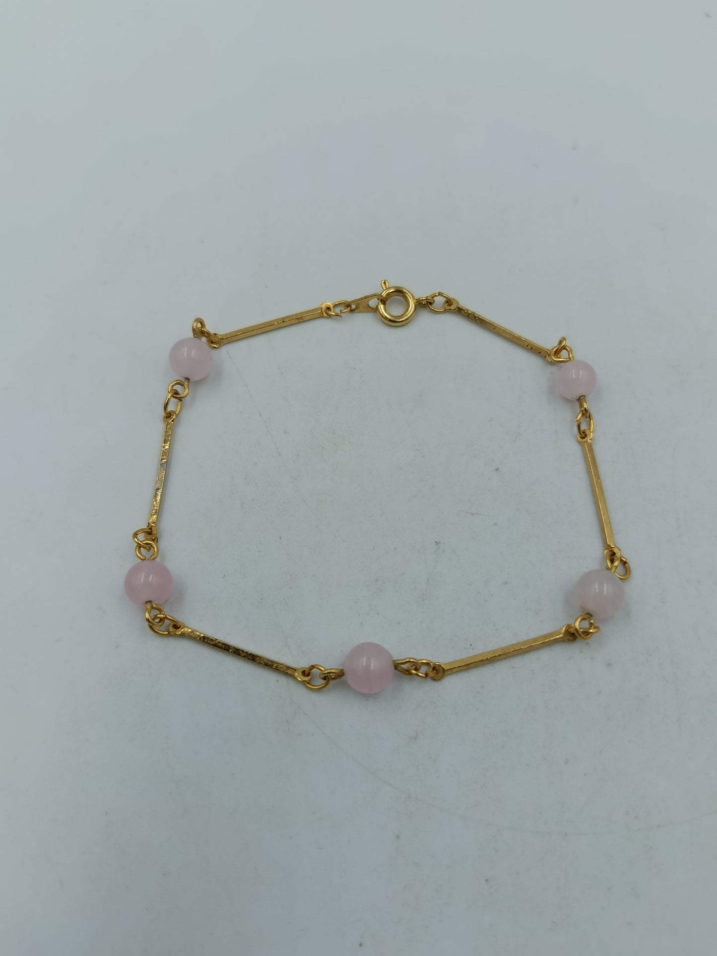 Elegantes Perlenarmband Gold & Rosa – Zartes minimalistisches Design