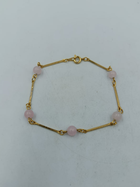 Elegantes Perlenarmband Gold & Rosa – Zartes minimalistisches Design