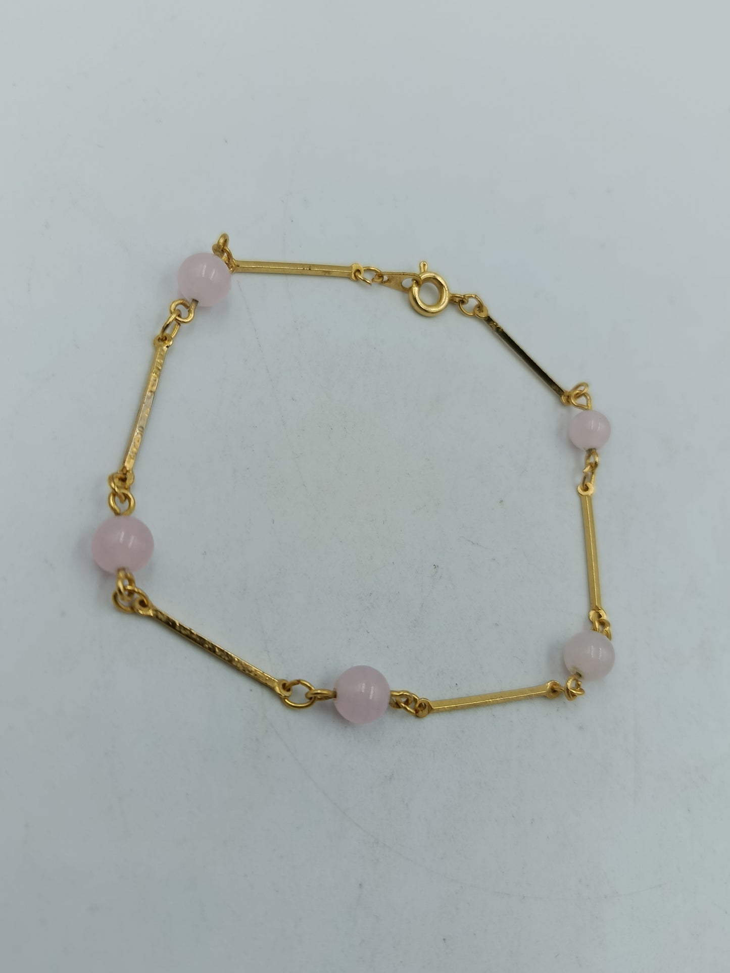 Elegantes Perlenarmband Gold & Rosa – Zartes minimalistisches Design