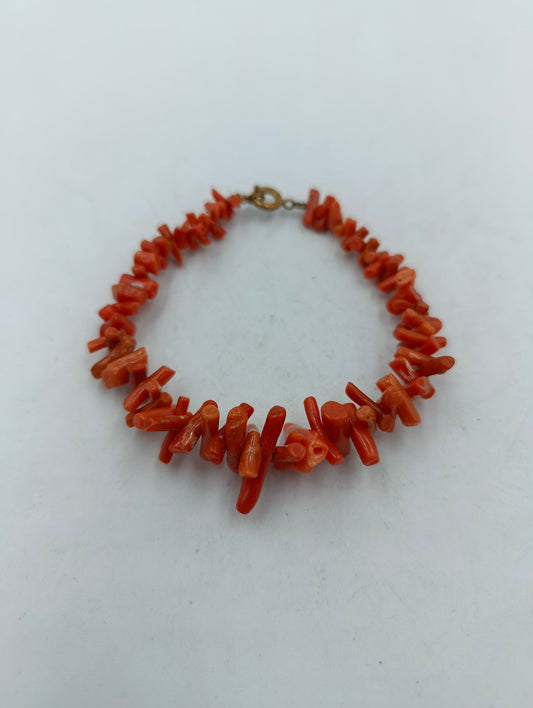 Vintage Armband rote Astkoralle – Natürliche Splitterperlen
