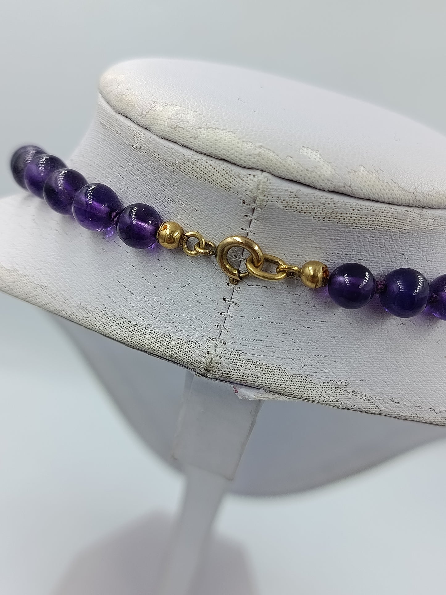 Vintage Amethyst Kugelkette Lila Edelstein elegant mit runden Amethyst-Perlen