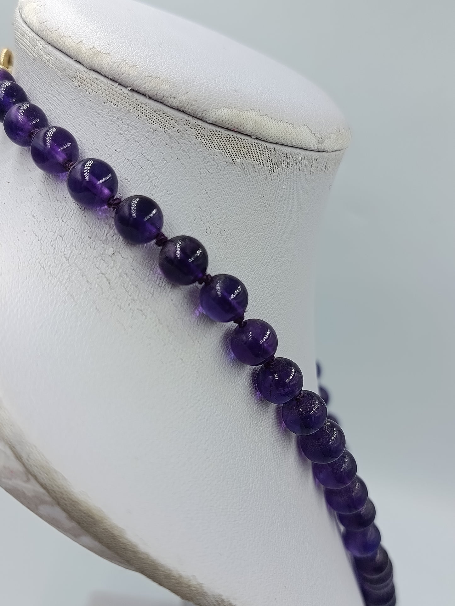 Vintage Amethyst Kugelkette Lila Edelstein elegant mit runden Amethyst-Perlen